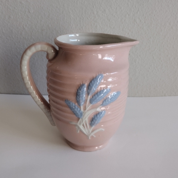 Vintage Pottery Pink Floral Pitcher 6" - Picture 2 of 5